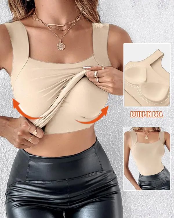 MaryComfy U Neck Shapewear Built-in Bra Tank